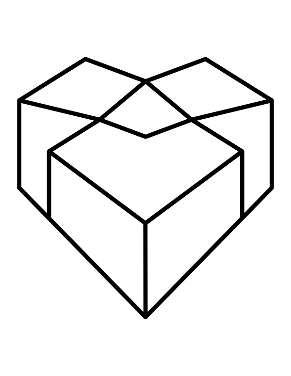 Printable simple geometric heart coloring page