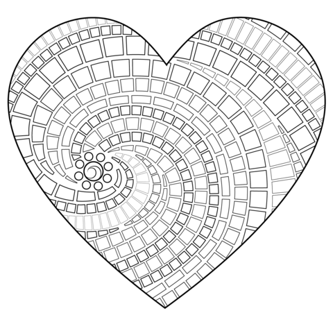 Heart mosaic coloring page free printable coloring pages