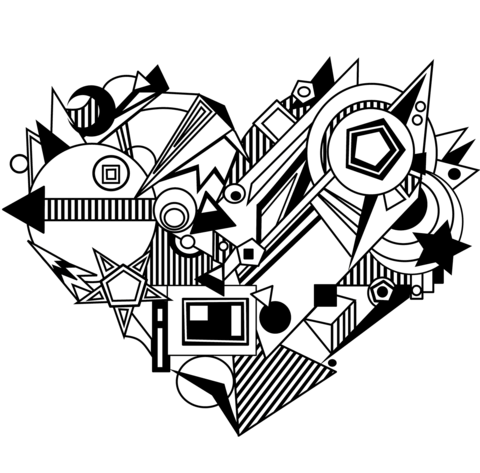 Abstract heart coloring page free printable coloring pages