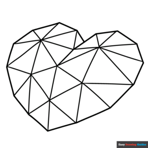 Crystal heart coloring page easy drawing guides
