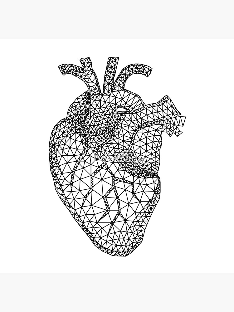 Geometric human heart art board print for sale by beakraus