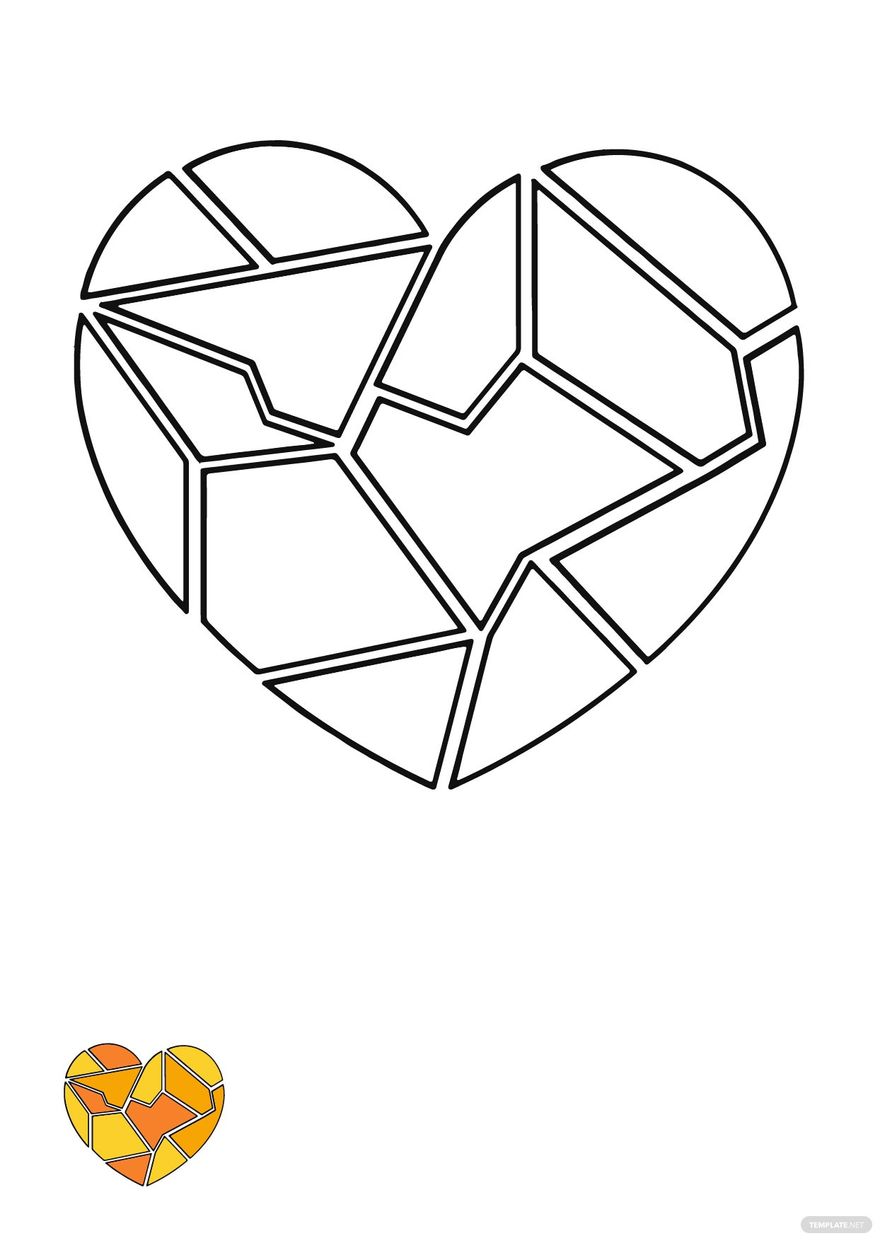 Free geometric heart coloring page