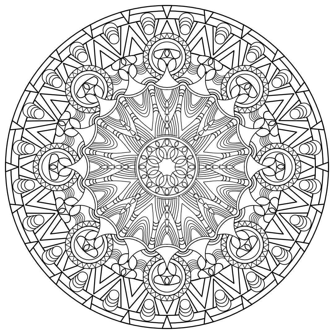Geometric mandala ornate coloring pages printable pdf adult coloring madness coloring book no
