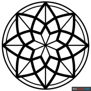 Geometric mandala coloring page easy drawing guides