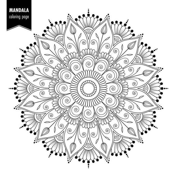 Printable mandala adult coloring pages mandala geometric coloring pages instant download