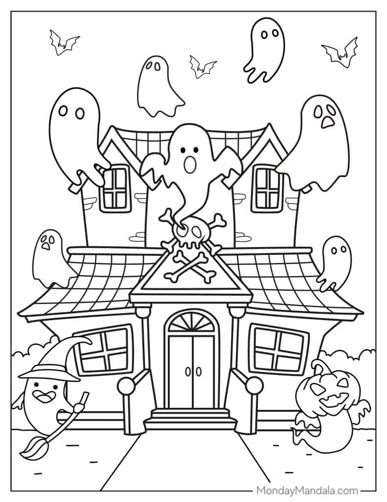 Ghost coloring pages free pdf printables