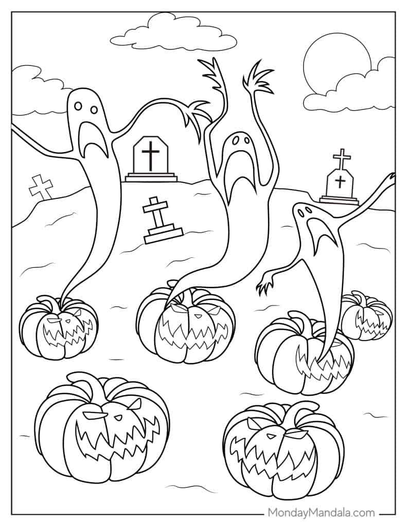 Ghost coloring pages free pdf printables
