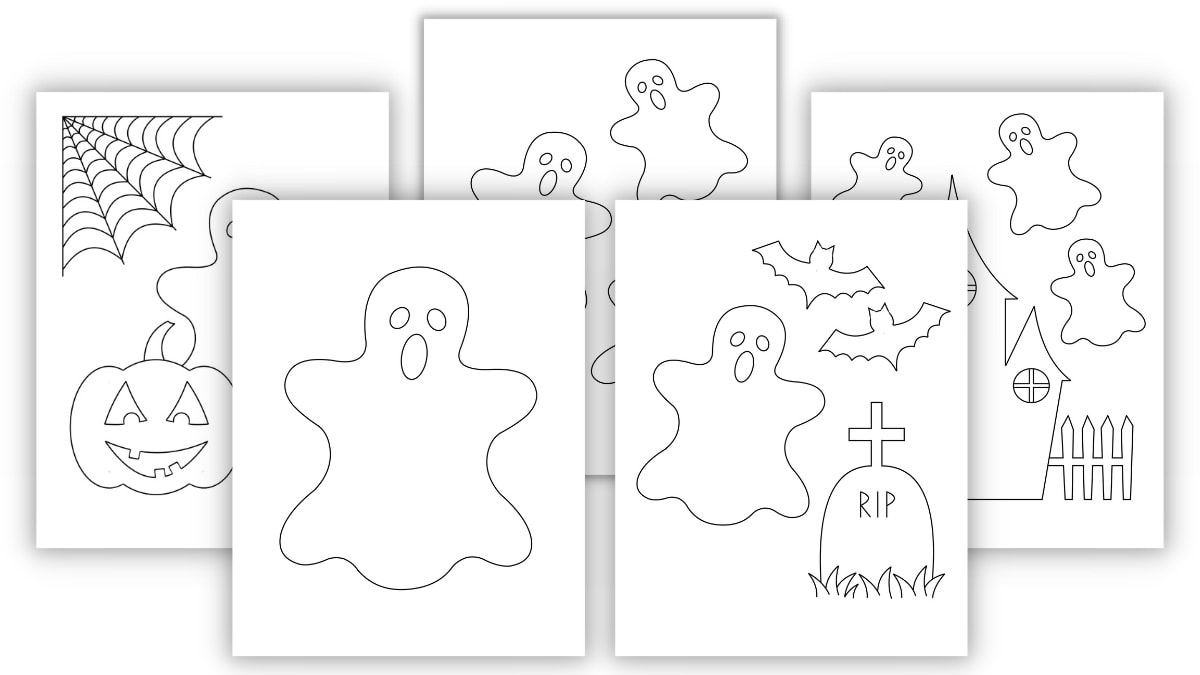 Free printable halloween ghost colouring pages