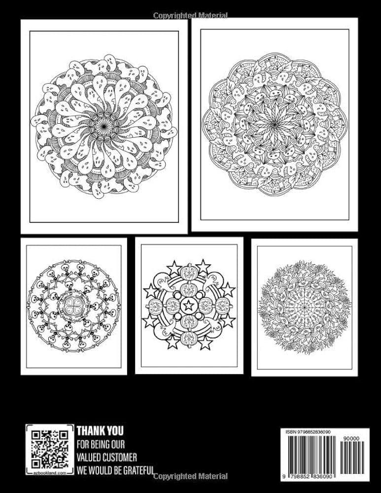 Halloween mandalas coloring book creepy designs coloring pages with incredible patterns illustrations for all ages men women relieving stress relaxation joyce autumn books