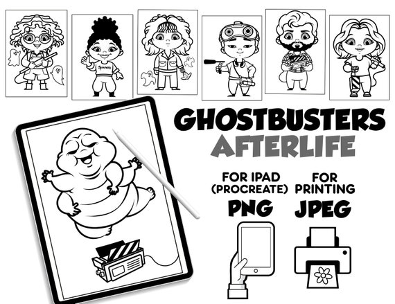 Ghostbusters afterlife coloring pages digital download coloring pages for procreatecoloring book for kids for ipad ghostbusters printable