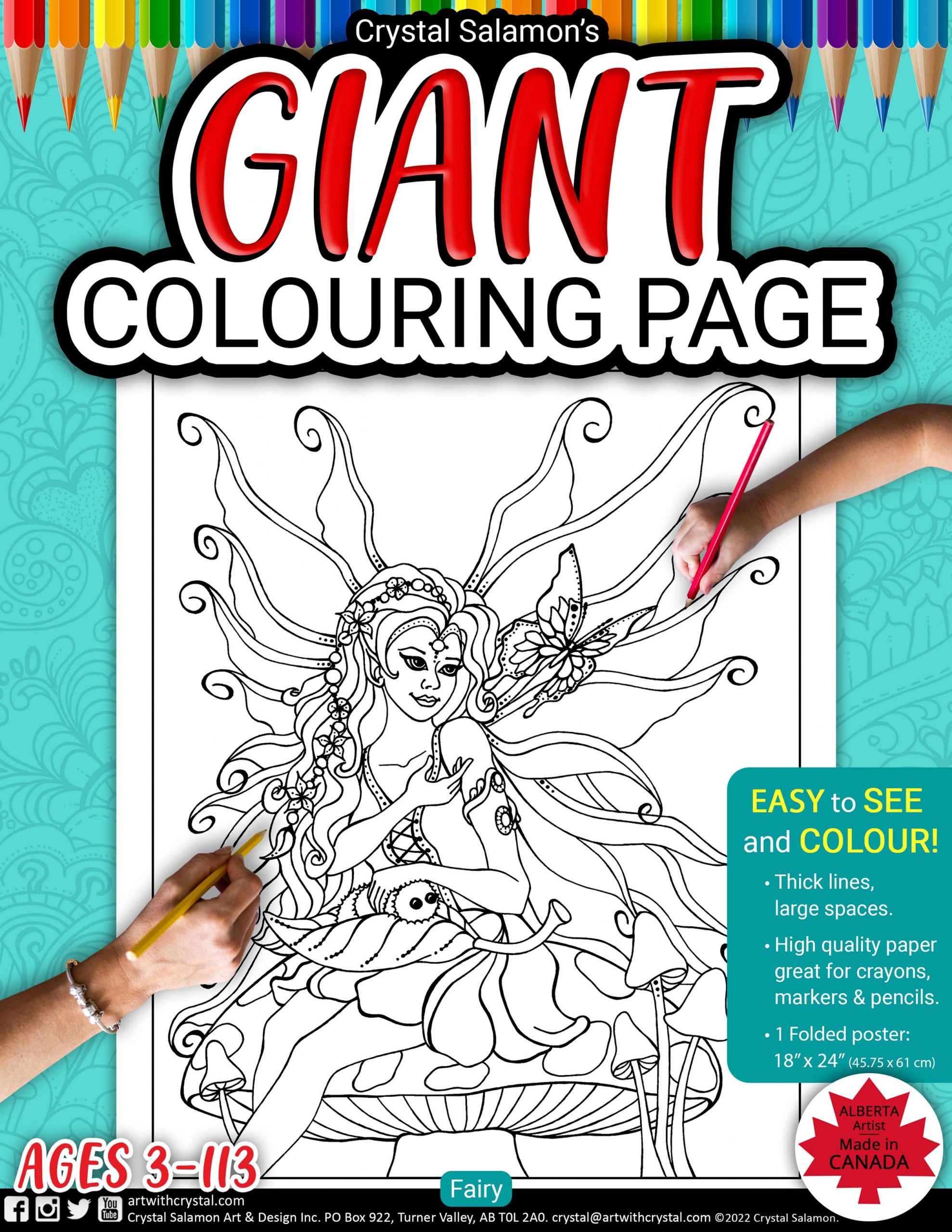 Fairy colouring page poster