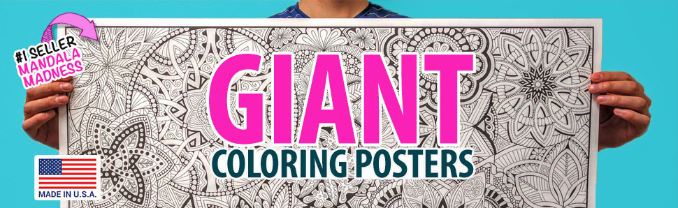 Giant coloring posters for kids toddlers teens and adults big coloring posters of unicorns mandalas dragons fantasy super