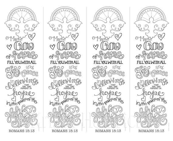 Hope in the holy spirit romans coloring page and bookmarks instant download