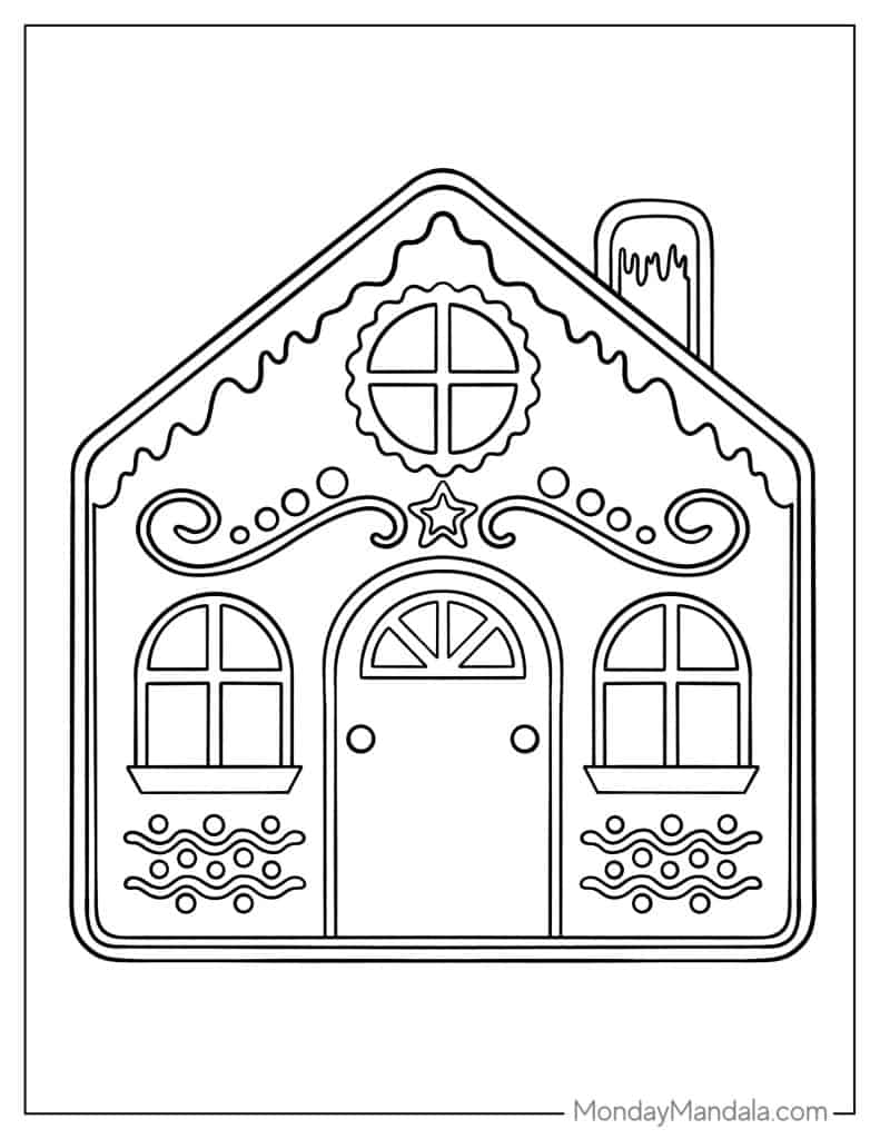 Gingerbread house coloring pages free pdf printables