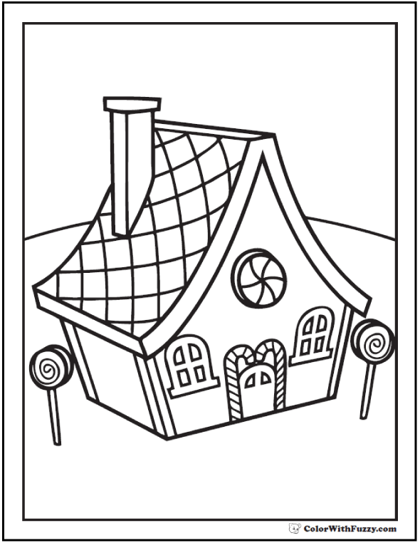 Gingerbread house coloring page