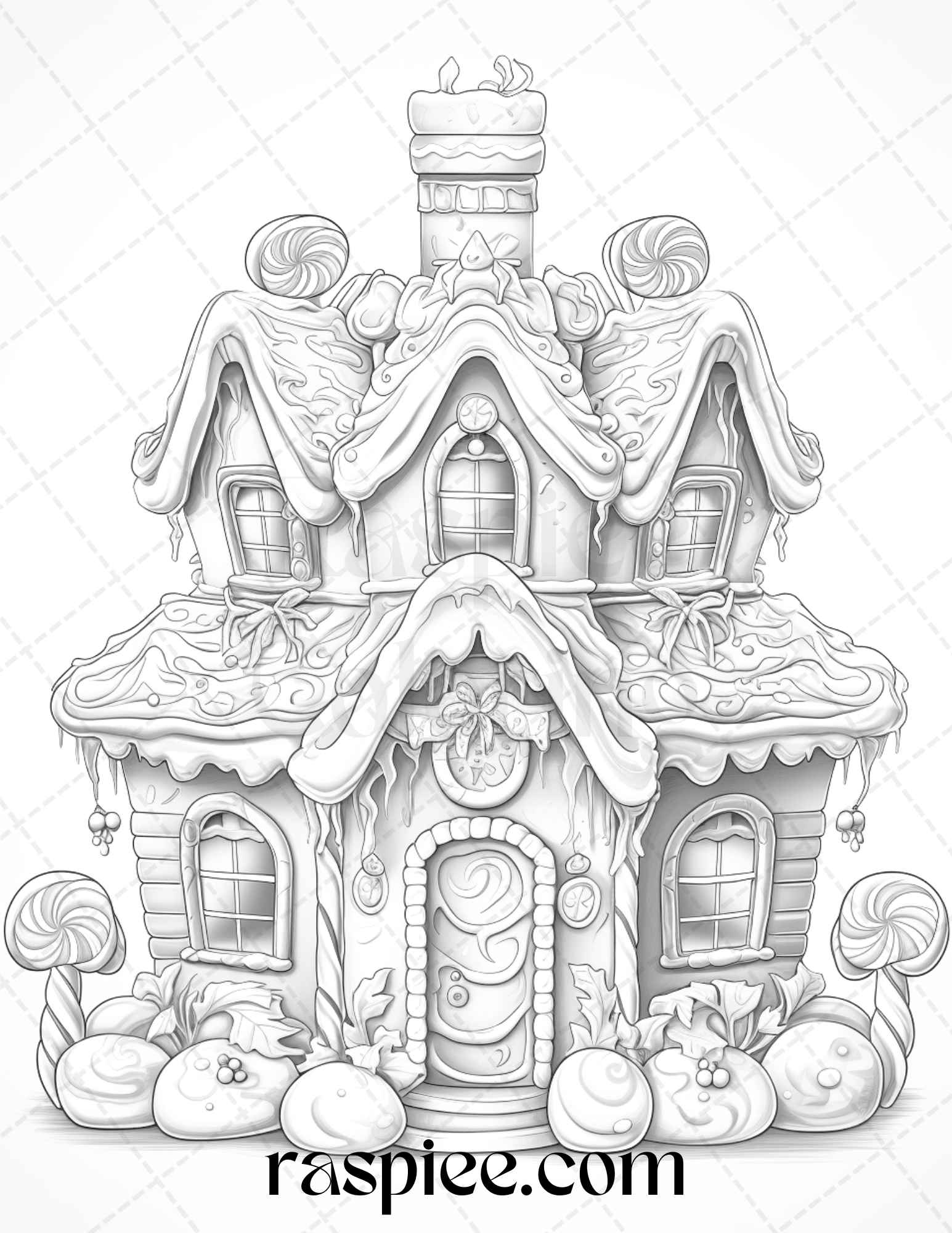 Christmas gingerbread houses grayscale coloring pages printable for â coloring