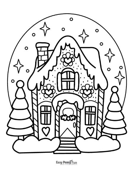 Free printable gingerbread house coloring pages