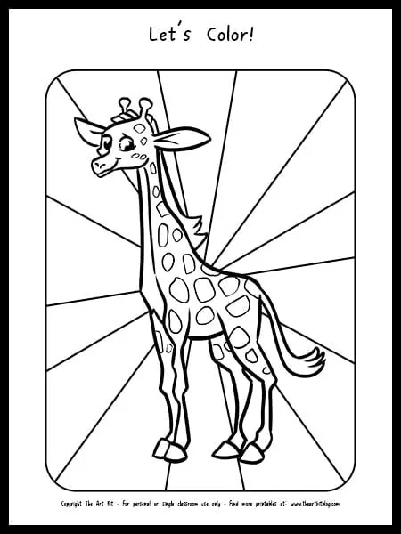 Giraffe coloring page â free printable â the art kit