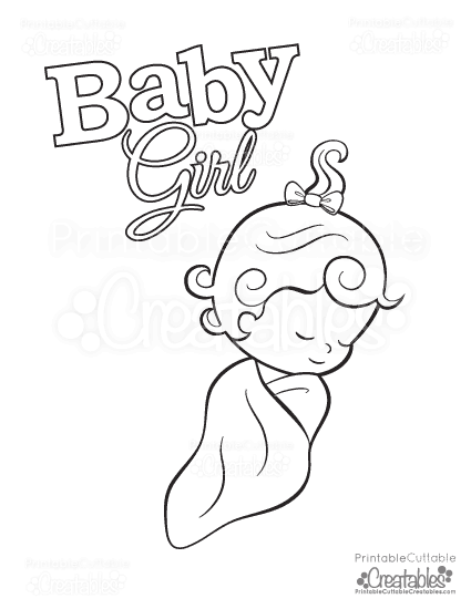 Baby girl free printable coloring page