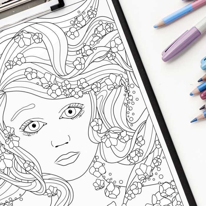 Ocean girl coloring page