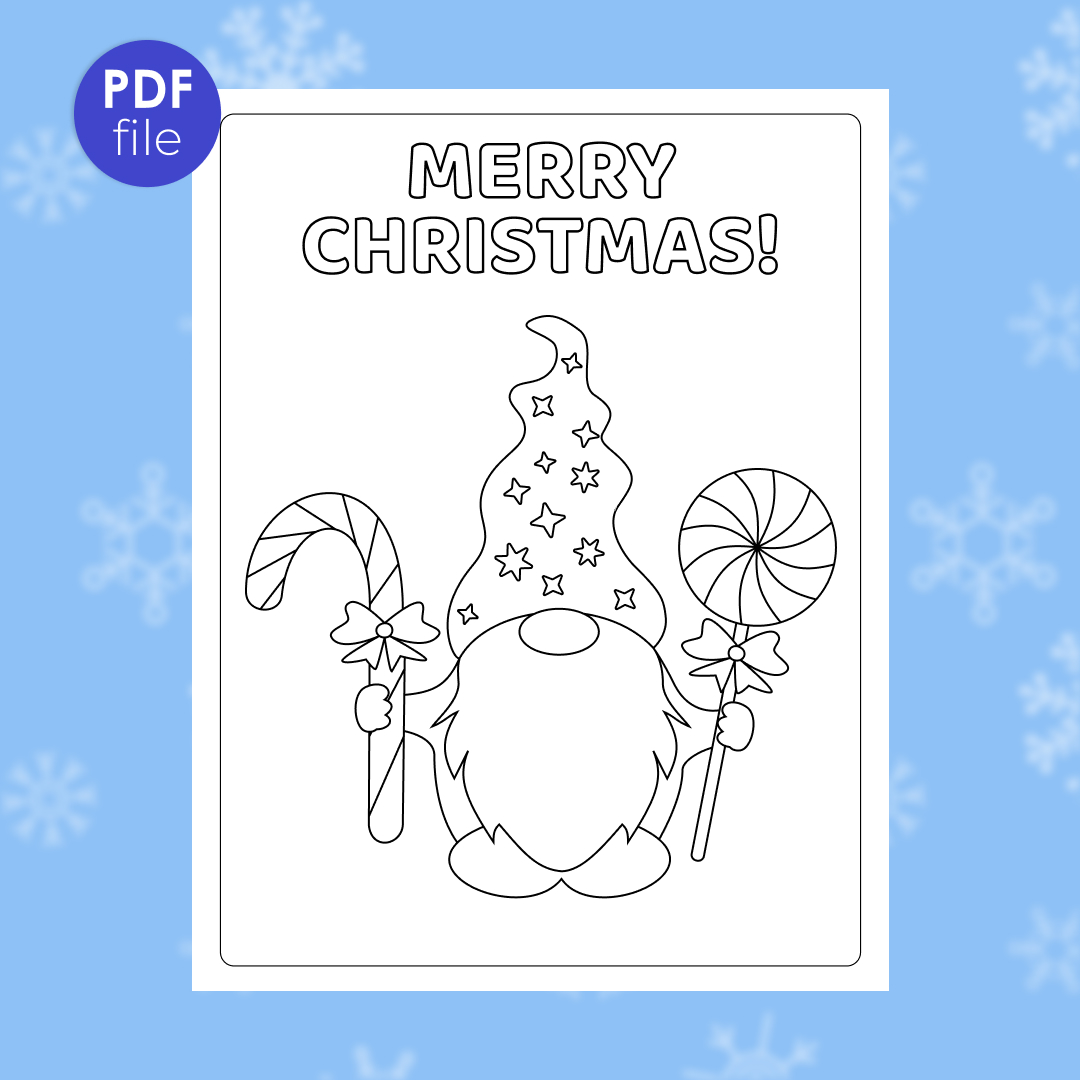 Christmas gnome coloring page for kids