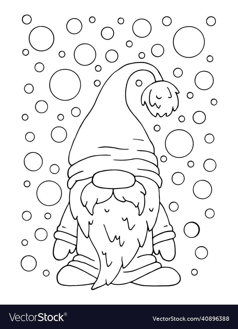 Winter coloring page with a gnome beard royalty free vector