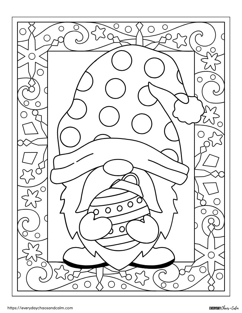 Free christmas gnome coloring pages