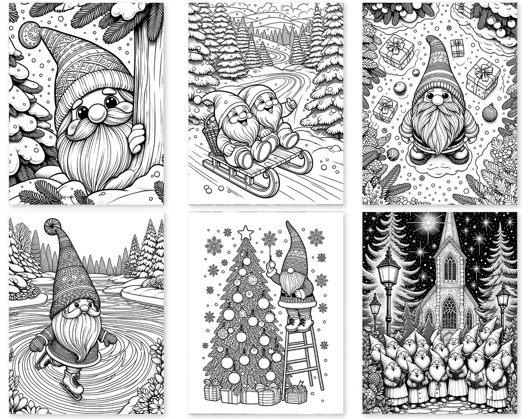Christmas gnomes coloring pages