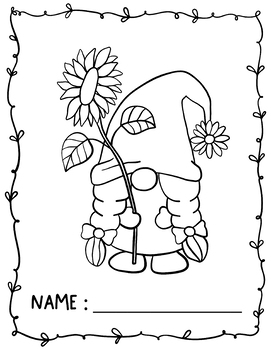 Printable sunflower gnome coloring pages by chonnieartwork tpt