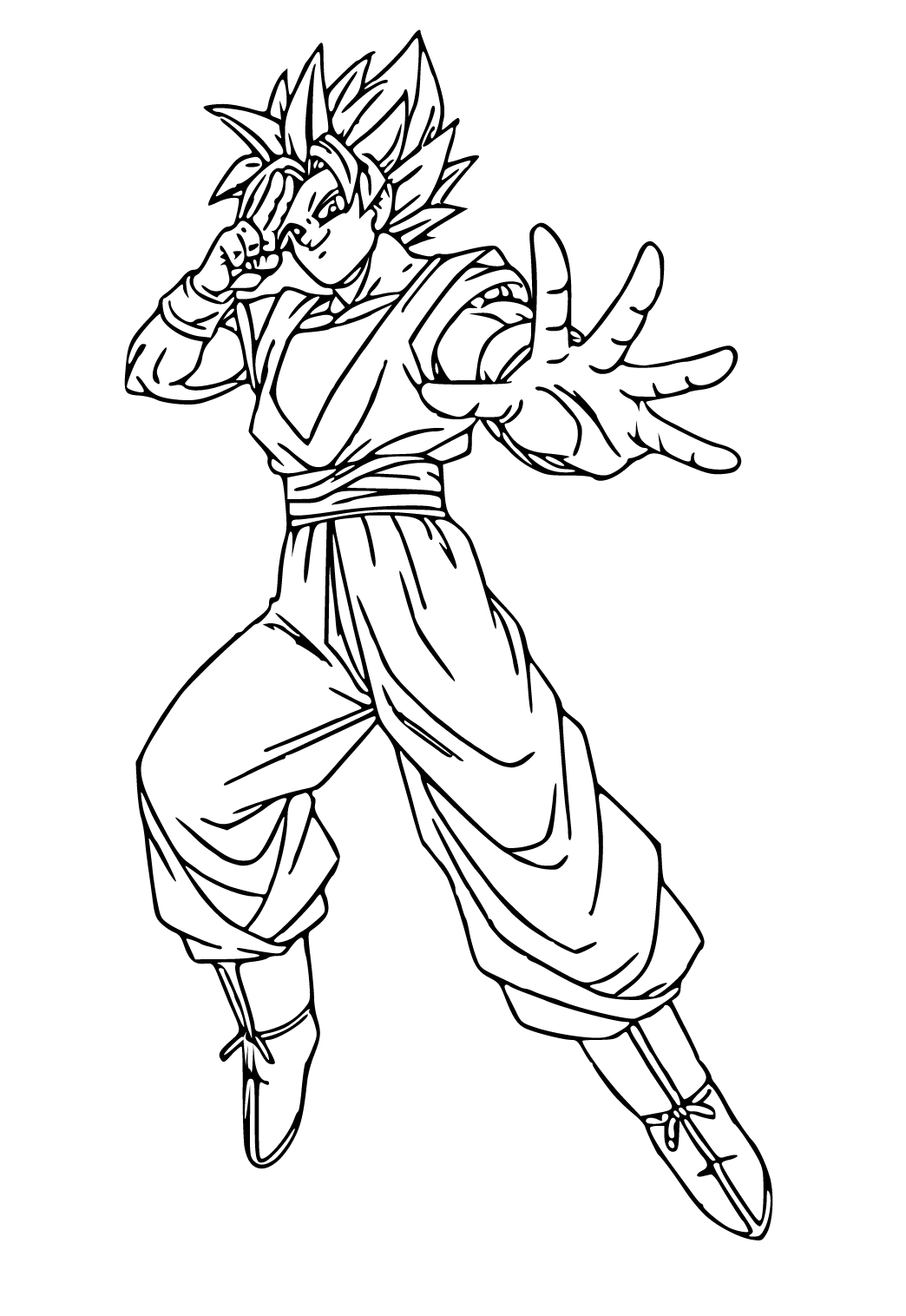 Free printable goku hand coloring page for adults and kids