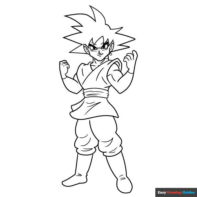 Goku black coloring page easy drawing guides