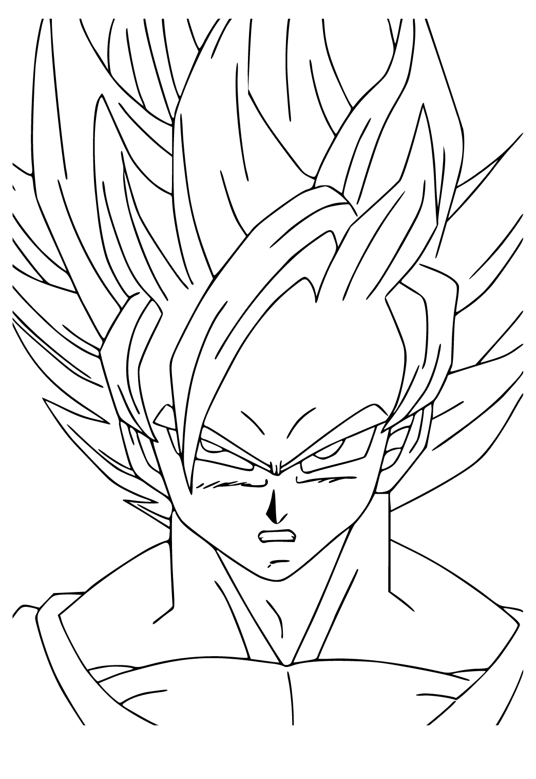 Free printable goku face coloring page for adults and kids