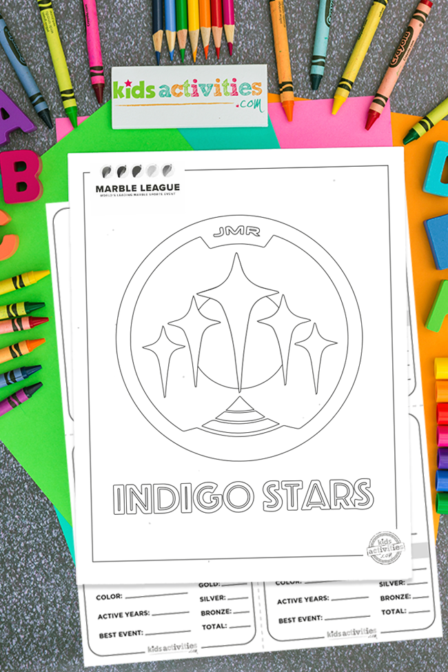 Marble league indigo stars marble race team printable coloring pages
