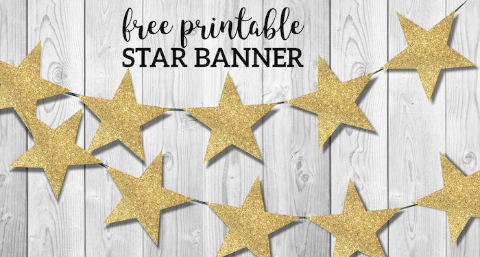 Gold star banner christmas garland printable