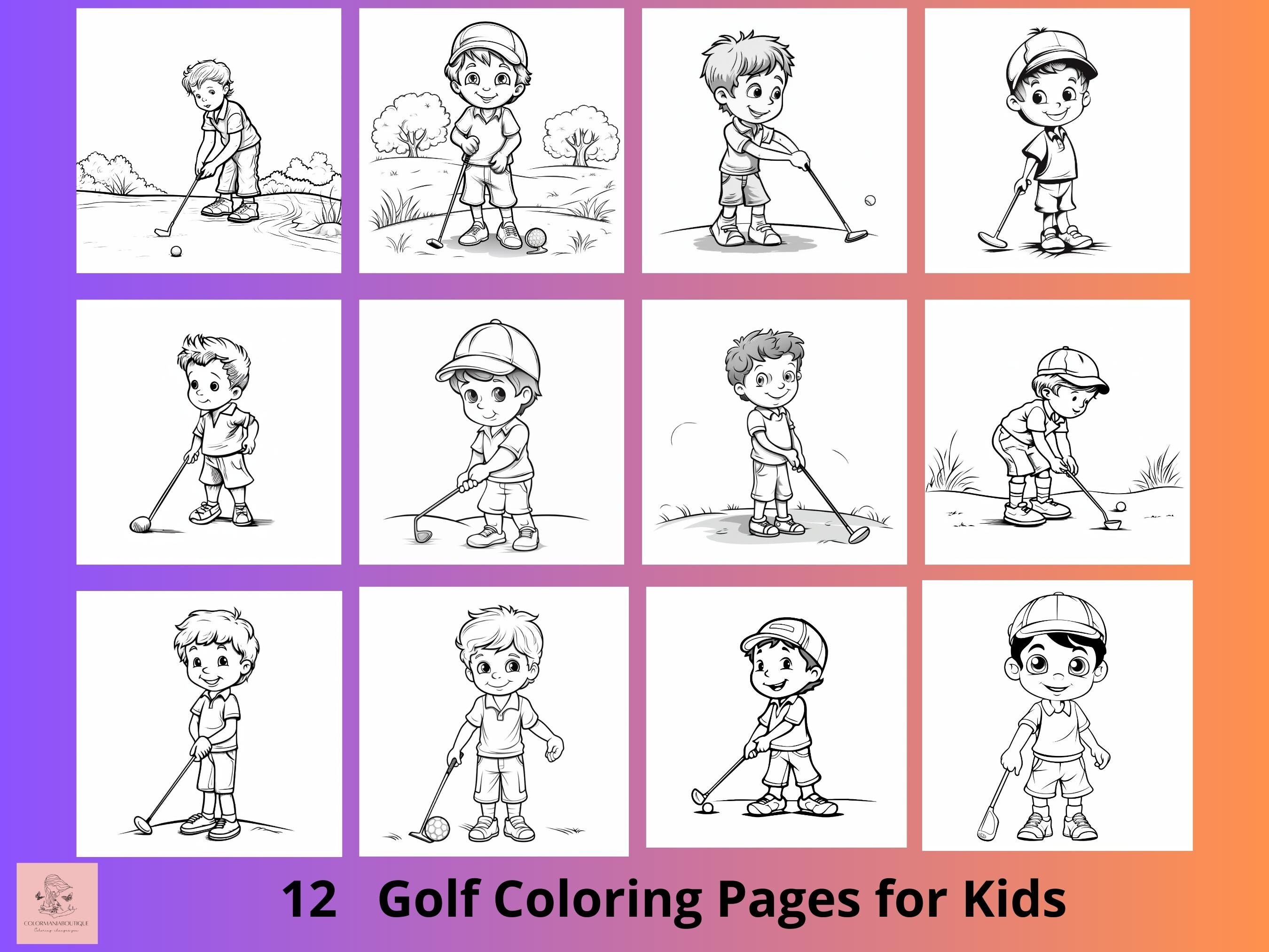Golf coloring book golf illustrations printable kids