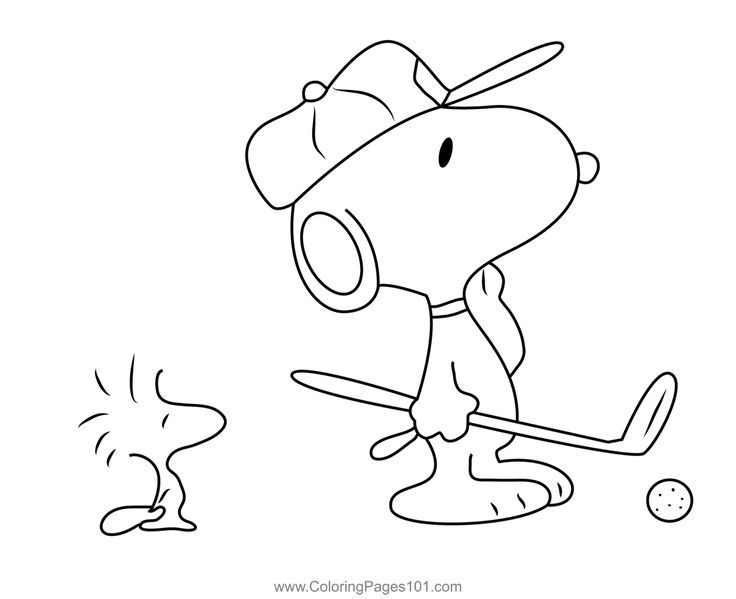 Snoopy play golf coloring page snoopy coloring pages coloring pages fall coloring pages