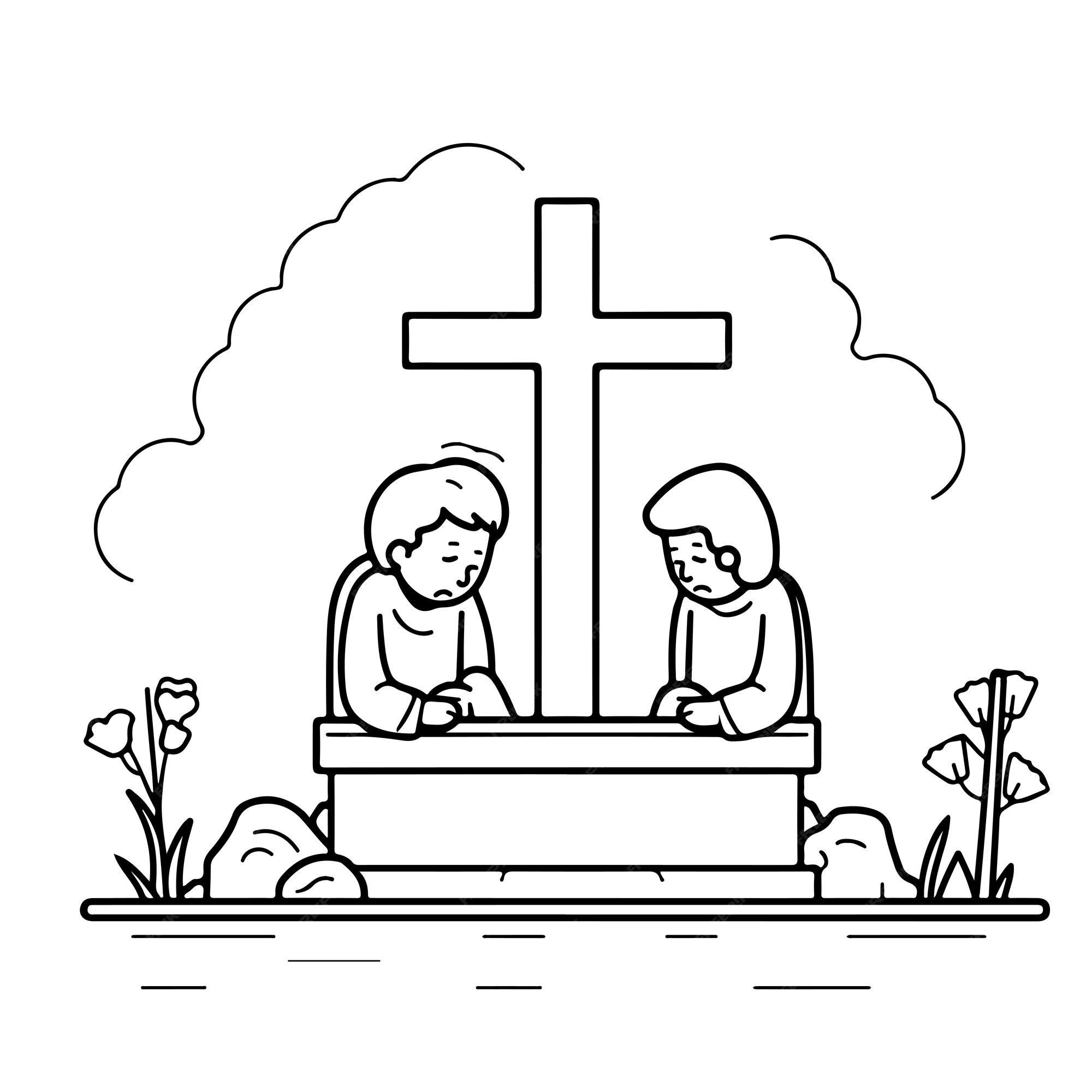 Premium vector coloring page line drawing happy good friday day