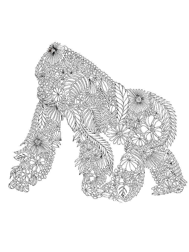 Gorilla coloring pages for adults