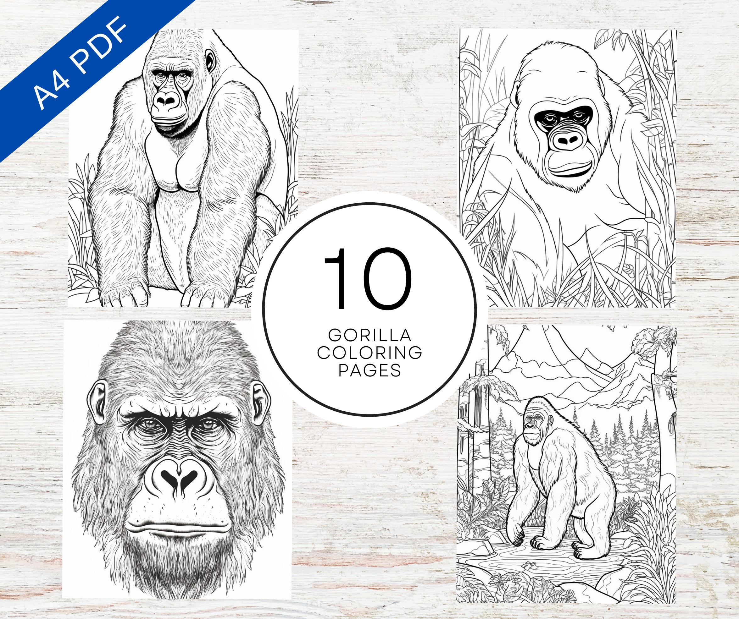 Gorilla coloring pages printable pdf a mighty apes