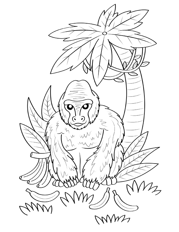 Printable gorilla coloring page