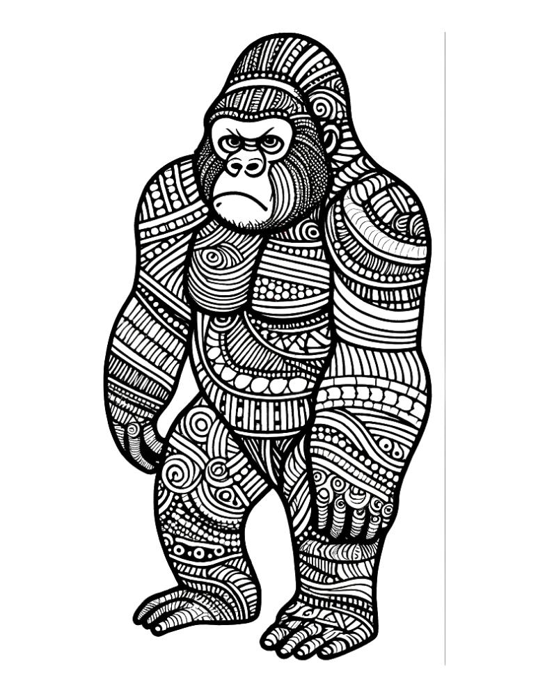 Free printable gorilla coloring pages