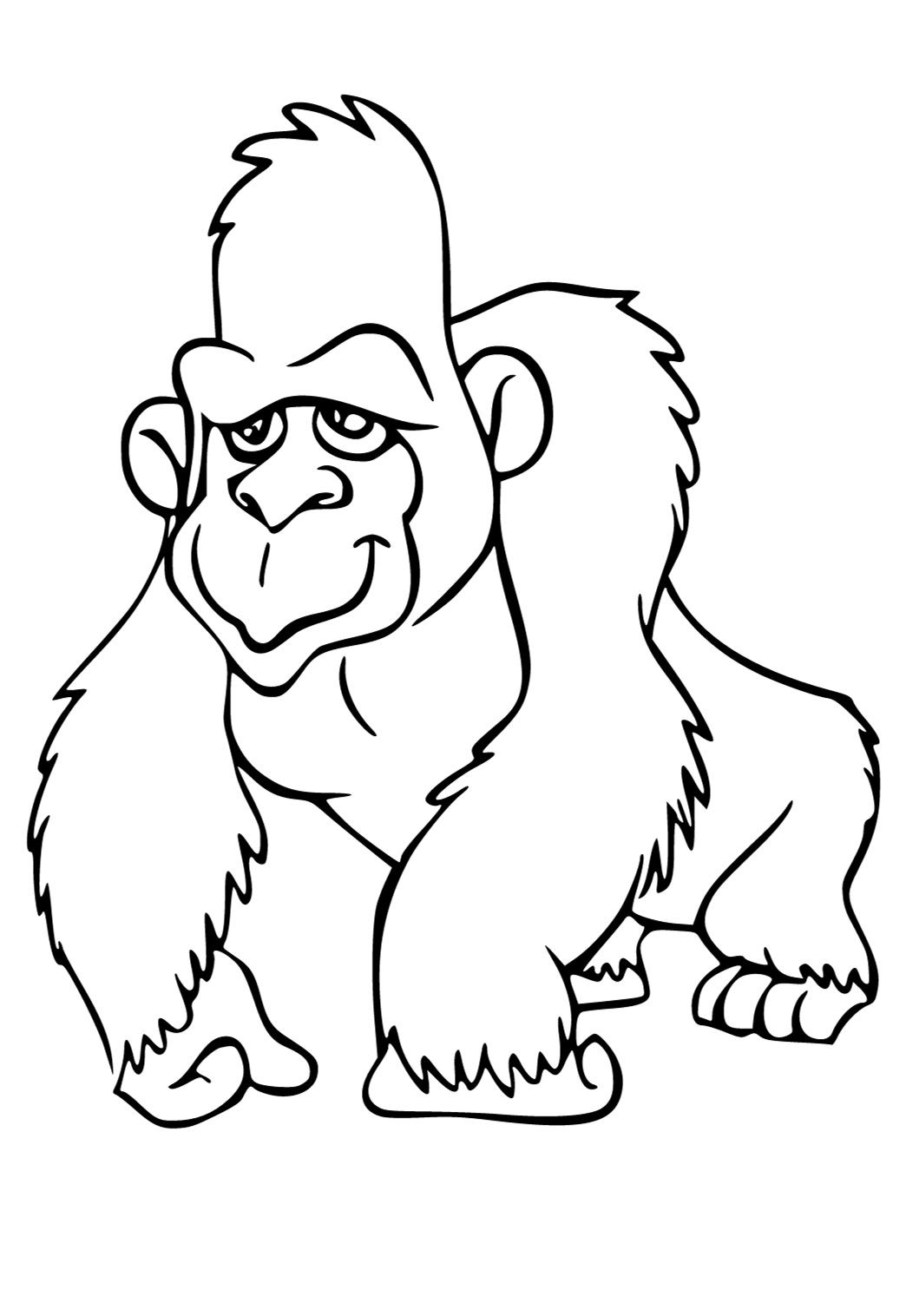 Free printable gorilla funny coloring page for adults and kids