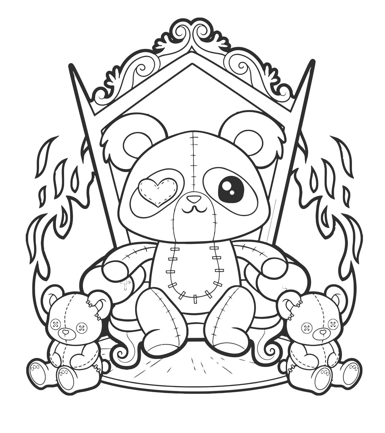 Gothic panda coloring page by jeffdoute on