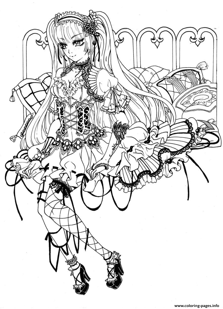 Gothic fairy coloring page printable