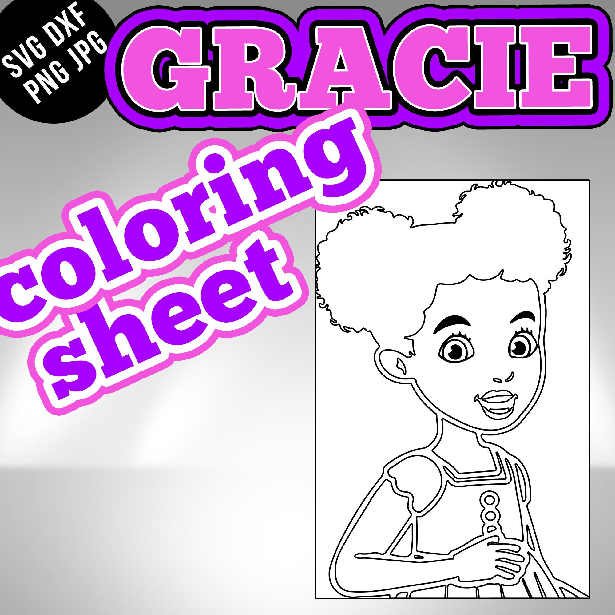 Coloring sheet gracies corner activity sheet svg digital download for cutting diy art