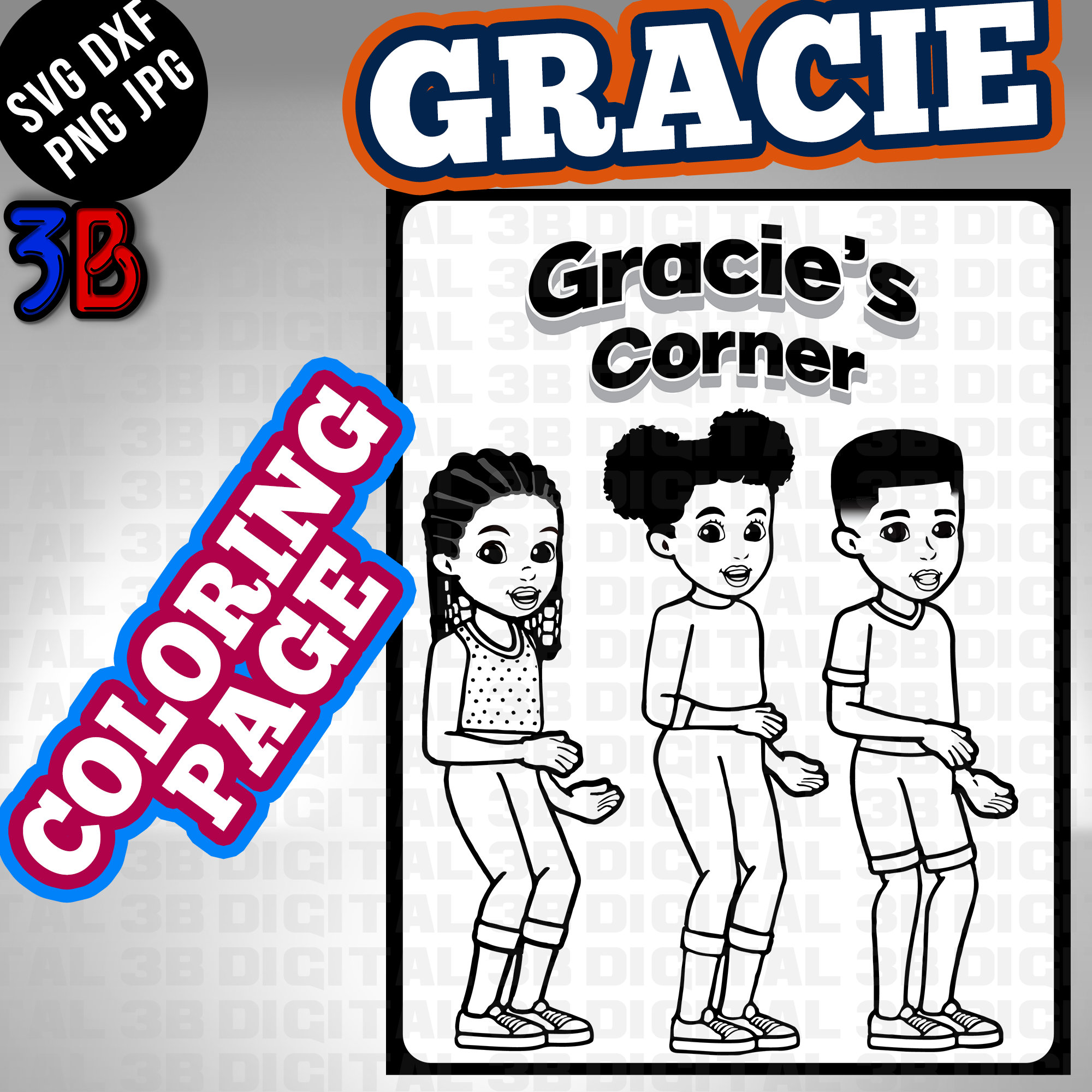 Coloring sheet gracies corner activity sheet svg digital download for cutting diy art