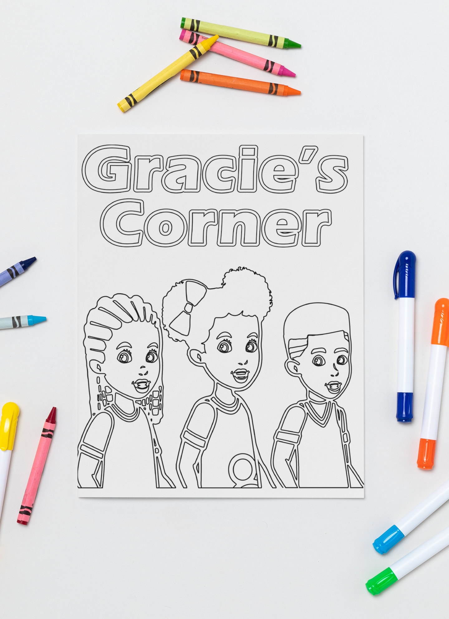 Coloring sheet gracies corner with friends activity sheet svg digital download for cutting diy art