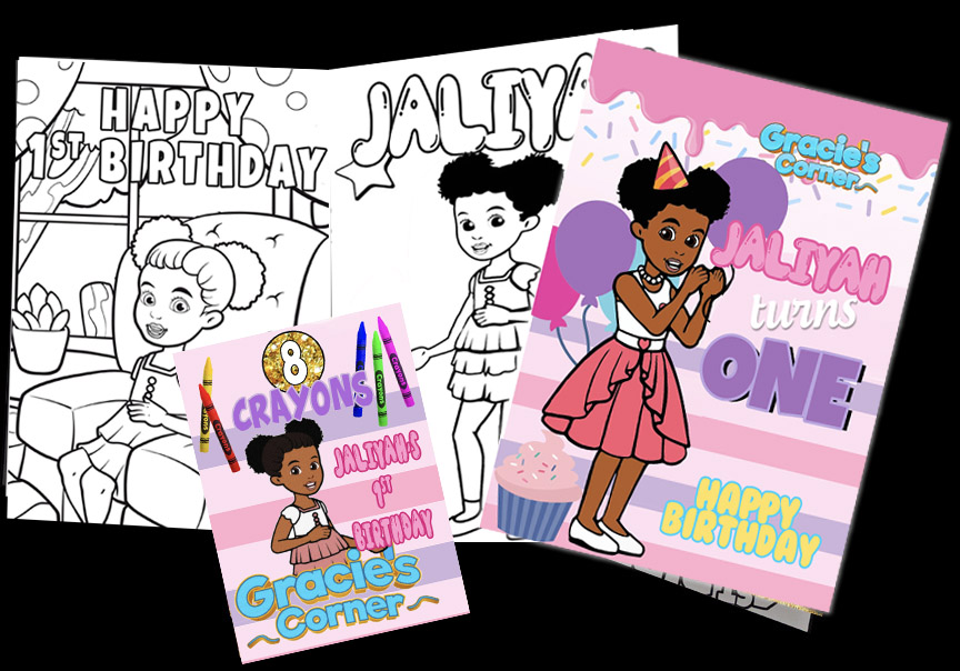 Gracies corner coloring sheet and crayon pack