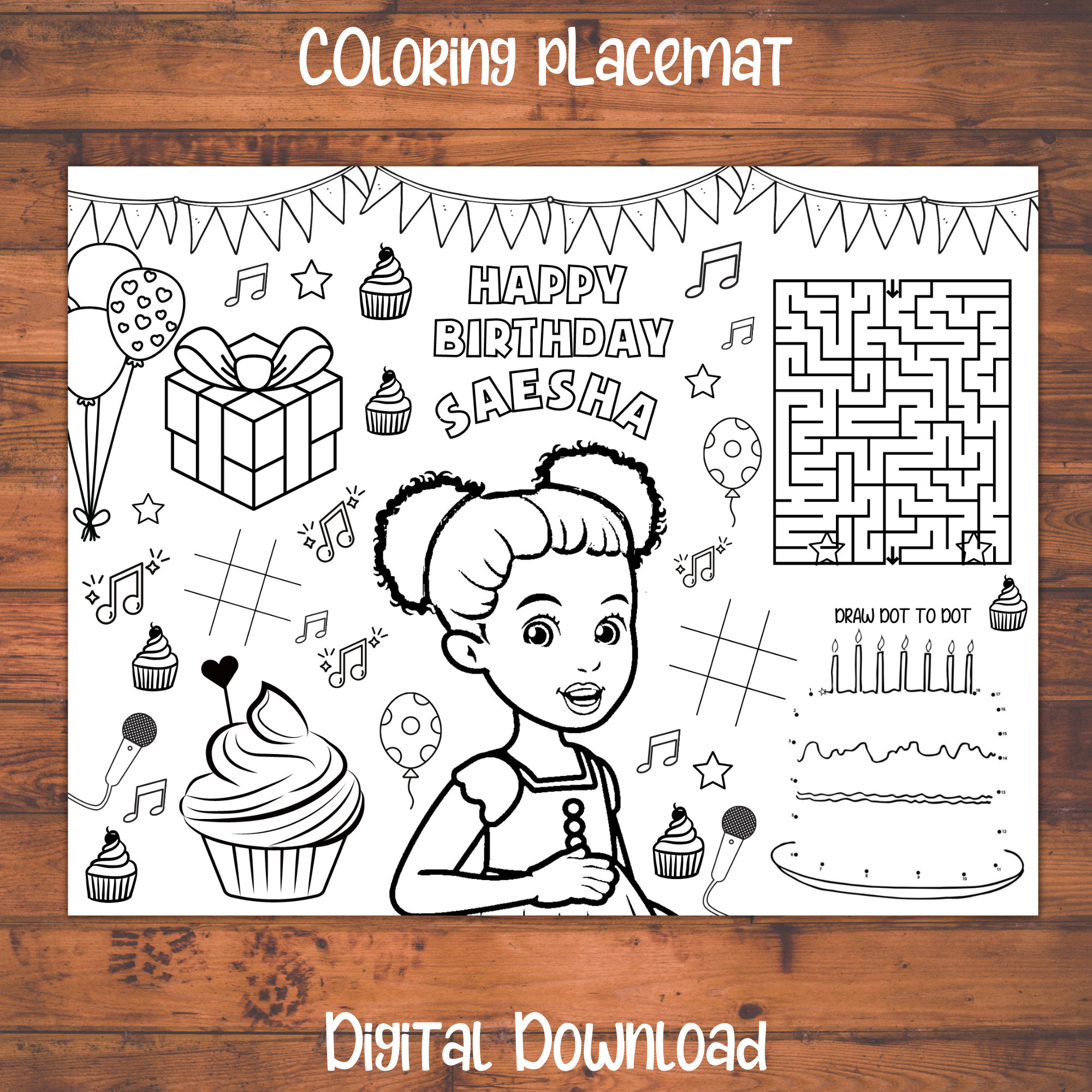 Gracies corner coloring pages gracies corner coloring sheet gracies corner coloring book girl birthday party favor kid coloring placemat