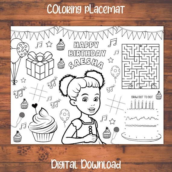 Gracies corner coloring pages gracies corner coloring sheet gracies corner coloring book girl birthday party favor kid coloring placemat